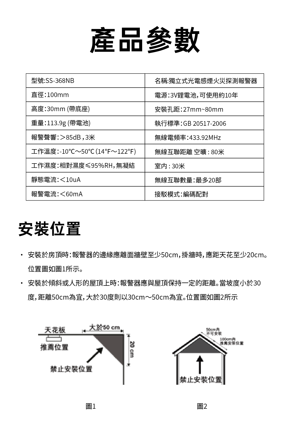 Ten-year battery wireless ultra-thin stand-alone smoke sensor (10-year battery does not need to be replaced) (SS-368)